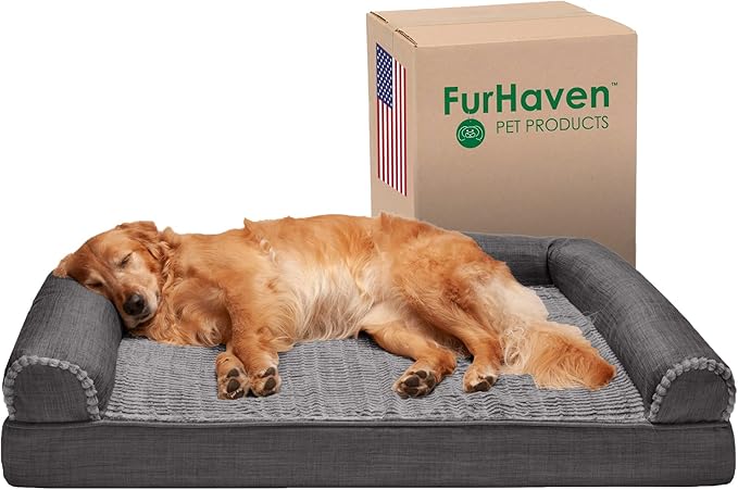 Furhaven Orthopedic Dog Bed for Large Dogs w/ Removable Bolsters & Washable Cover 95 lbs