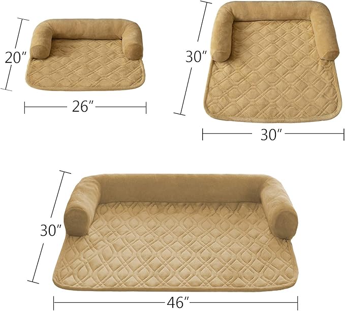 Ameritex Pet Dog Bed Coral Fleece Furniture Cover with Anti-slip Back Suitable for Bed and Sofa Super Soft (Large-46 x30, Sand)