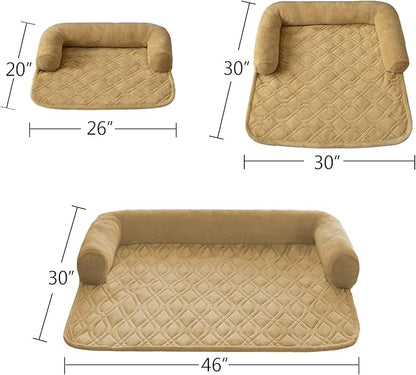 Ameritex Pet Dog Bed Coral Fleece Furniture Cover with Anti-slip Back Suitable for Bed and Sofa Super Soft (Large-46 x30, Sand)