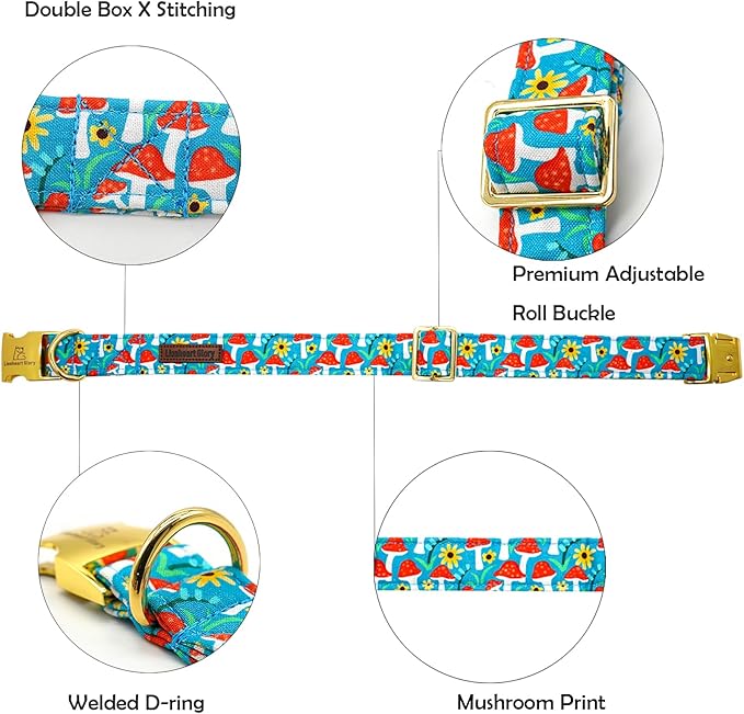 Lionheart glory Premium Fall Dog Collars Mushroom Print