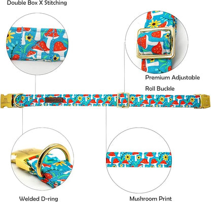 Lionheart glory Premium Fall Dog Collars Mushroom Print