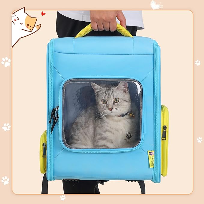 Cat Backpack Breathable Pet Carrier for Cats and Small Dogs, Light Sky Blue