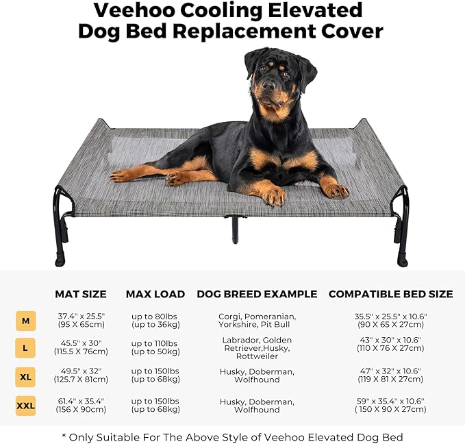 Veehoo Dog Bed Replacement Cover for CWC2204, Size XXL, Black Silver