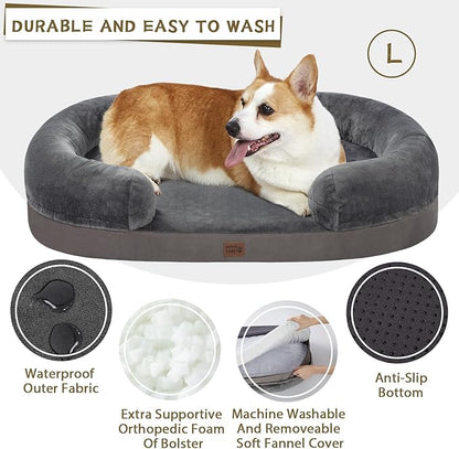 pettycare Orthopedic Dog Bed for Large Dogs with Memory Foam 38” Dark