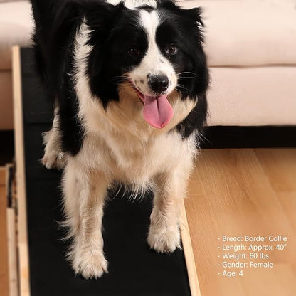 Woohoo Dog Ramp - with Innovative Non-Slip Rubber Mat - for Couch and Bed - 41" Long and Adjustable from 14" to 24" - Great for Pets of All Ages