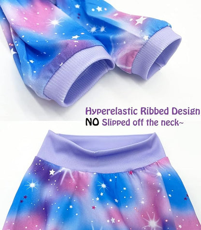 Dog Blue Purple Tiedye T Shirts Shining Unicorn Pattern Printed Pet Shirt Softable Pajamas for Large Dogs (3XL, Blue)