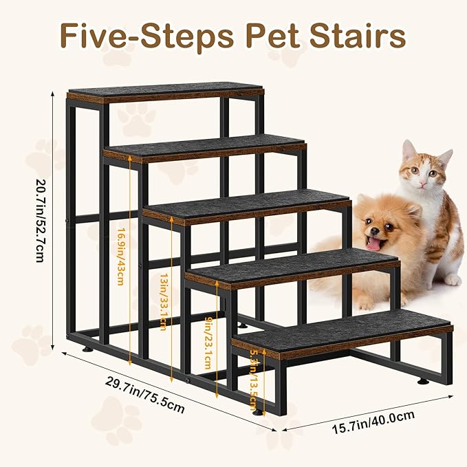 Pet Stairs for Bed Small Dogs 5 Steps