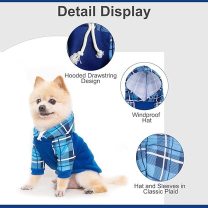 Plaid Dog Hoodie Pet Clothes Sweaters with Hat 1)