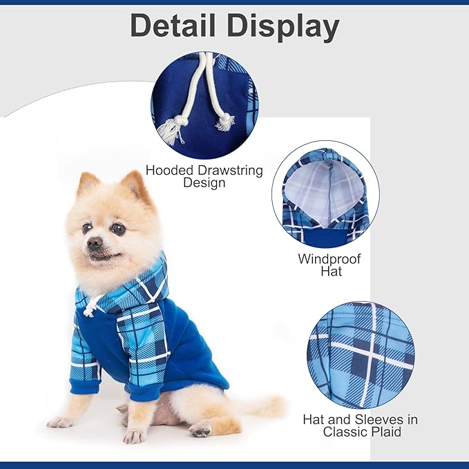 Plaid Dog Hoodie Pet Clothes Sweaters with Hat