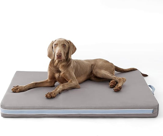 Bedsure Chewproof Durable Outdoor Waterproof Dog Bed with Heavy Duty Cover (44"x32", Grey)