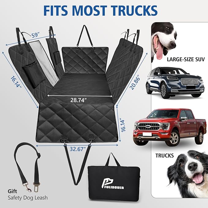 FULIDOUER Truck Back Seat Extender for Dogs 400lbs, Hard