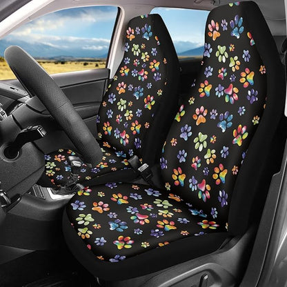 Tie Dye Dog Paws Print Car Seat Covers for Front Seats Only