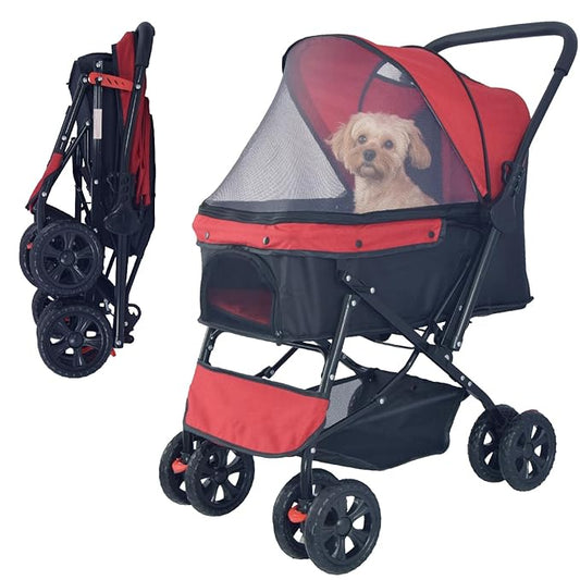 Reversible Handlebar Pet Stroller for Medium Dogs 360 Rotating 2 Security
