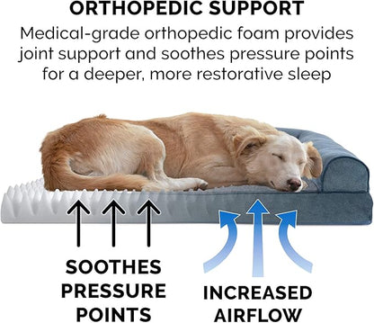 Furhaven Orthopedic Dog Bed for Large Dogs w/ Removable Bolsters & Washable Cover 95 lbs