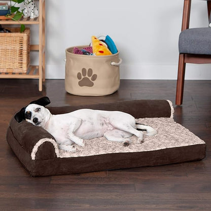 Furhaven Memory Foam Dog Bed for Medium/Small Dogs w/ Removable Bolsters & Washable Cover 35 lbs