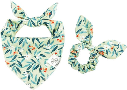 E-Clover Dog Bandanas & Matching Scrunchie Set Girl