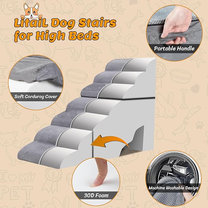 32 Inches Dog Stairs& Steps for High Beds 30D Density