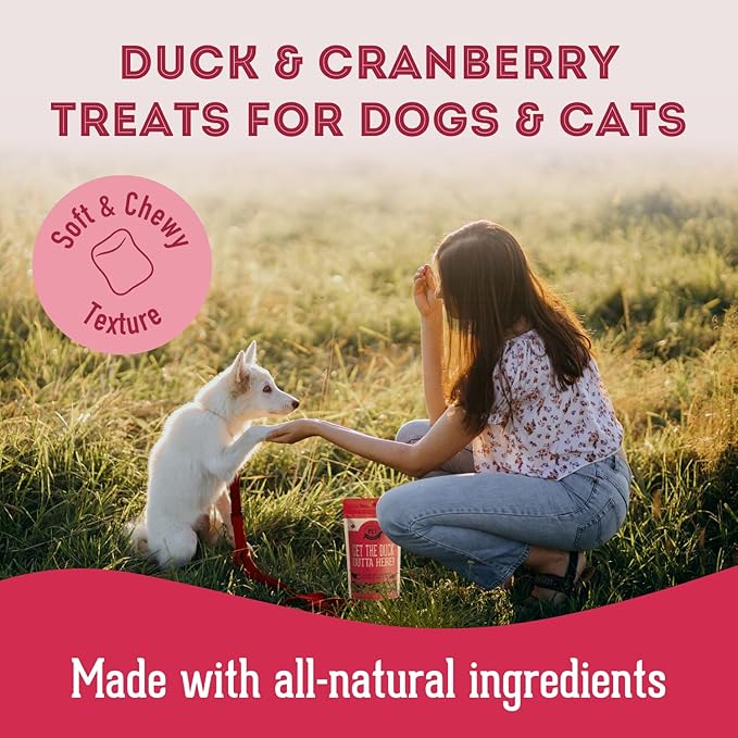 Soft & Chewy Cranberry & Duck Treats for Dogs & Cats (6.17 oz, Pack of 1) - Duck Dog Treats & Cat Treats - Natural Dog Treats, Grain Free