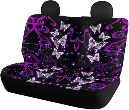 Purple Galaxy Butterfly Seat Covers for Cars 4pcs Auto