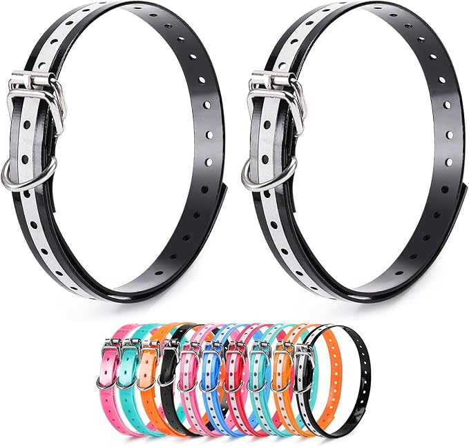Replacement Collar Strap 3/4',Reflective,Adjustable,Metal Buckled,Waterproof Pack2)