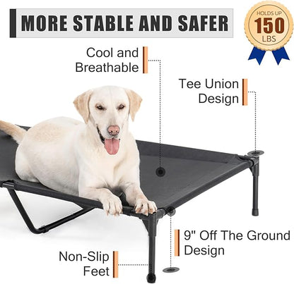 XL Elevated Dog Bed for Large Dogs, Extra Raised Dog Cot Beds, Heavy Duty Pet Cots with Durable Supportive Teslin Recyclable Mesh, Indoor & Outdoor Pet Bed