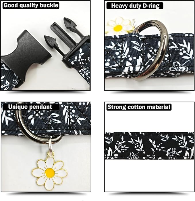 Flower Patterns Dog Collar with Accessories