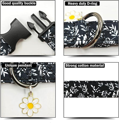 Flower Patterns Dog Collar with Accessories