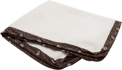 Furhaven Replacement Dog Bed Cover Sherpa & Flannel Paw Print Mattress, Machine Washable - Dark Espresso, Small