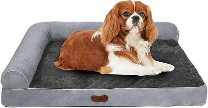Orthopedic Dog Bed Waterproof Large Dog Bed with Removable Bolsters & Washable Cover 39" x 23" x 7" Light