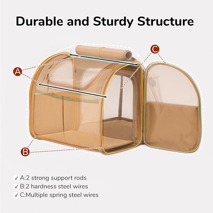 FUKUMARU Cat Backpack, Adjustable Dog Backpack carrier with 4 Storage Pockets, Under 20 Lbs Soft Sided Small Dog Backpack Carrier for Travel Hiking Camping Outdoor, Brown