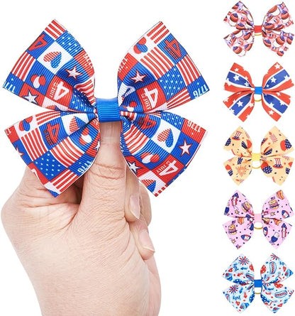 24PCS 4th of July Big Dog Hair Bows