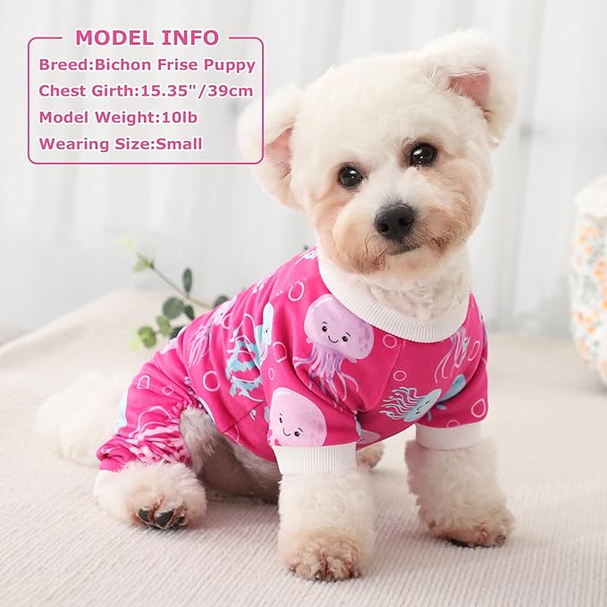 Dog Pajamas Cute Duck Soft Fleece Stretchy Dog Onesie Pet Pjs Fall Dog Clothes for Small Dogs Girl Boy (Small, Rose)