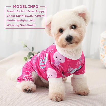 Dog Pajamas Cute Duck Soft Fleece Stretchy Dog Onesie Pet Pjs Fall Dog Clothes for Small Dogs Girl Boy (X-Small, Rose)