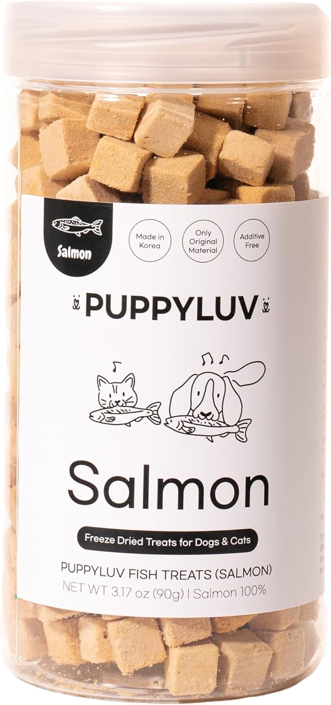 Puppyluv Salmon Fish Treats | Natural Freeze Dried Dog & Cat Treats | Training Treats for Dogs | Rich with Fish Oil for Dogs | All Breeds & Sizes