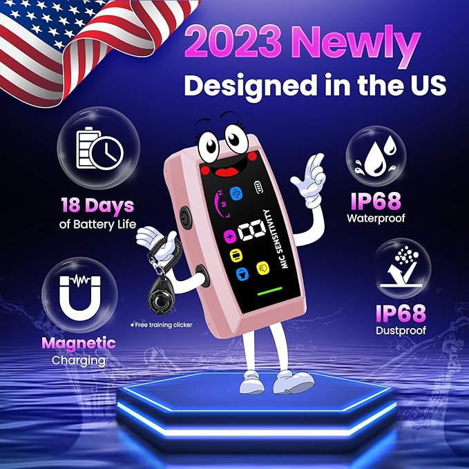 2024 AI Dog Bark Collar Sets for Large Small Medium Dogs Waterproof 2in1 No 3 Adjustable |IP68 Waterproof