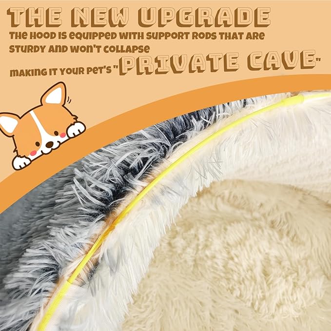 Hooded with Supports Dog Bed