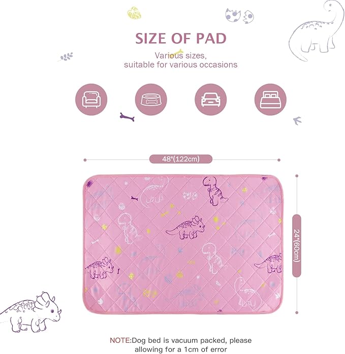 IEUUMLER Washable Pee Pads for Dogs 2 Pack EU007 (Pink 24"X48"-2pcs)