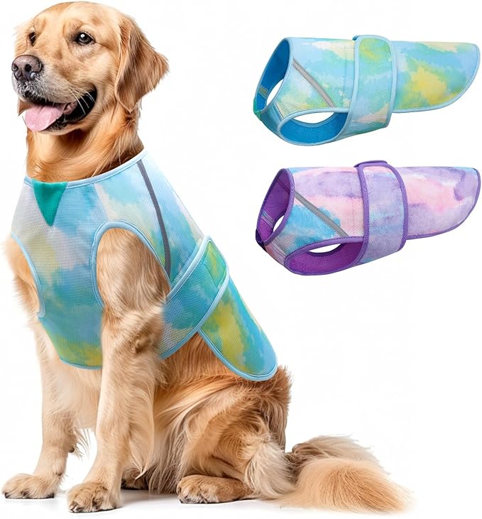 KYEESE Dog Cooling Vest for Large Dogs Lightweight Dog Cooler Jacket 3D Breathable Mesh Dog Cooling Shirts with Reflective Stripe UV Protection Dog T Shirt for Beach 2XL)