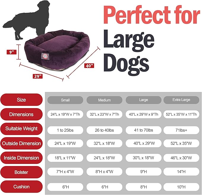 Majestic Pet 40 Inch Micro Velvet Calming Dog Bed Washable – Cozy Soft Round Dog Bed with Spine for Head Support 40x29x9 (inch)