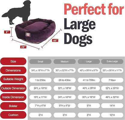 Majestic Pet 40 Inch Micro Velvet Calming Dog Bed Washable – Cozy Soft Round Dog Bed with Spine for Head Support 40x29x9 (inch)