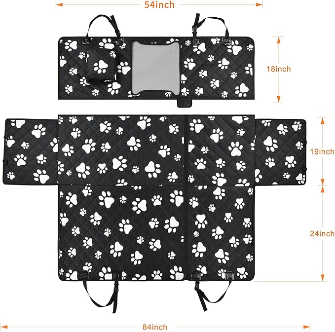 Dog Car Seat Cover for Back Seat Pet Cover for Dogs Waterproof Dog Hammock for Car 600D Heavy Duty Non Slip Scratch Proof Backseat Cover for Dogs in Car