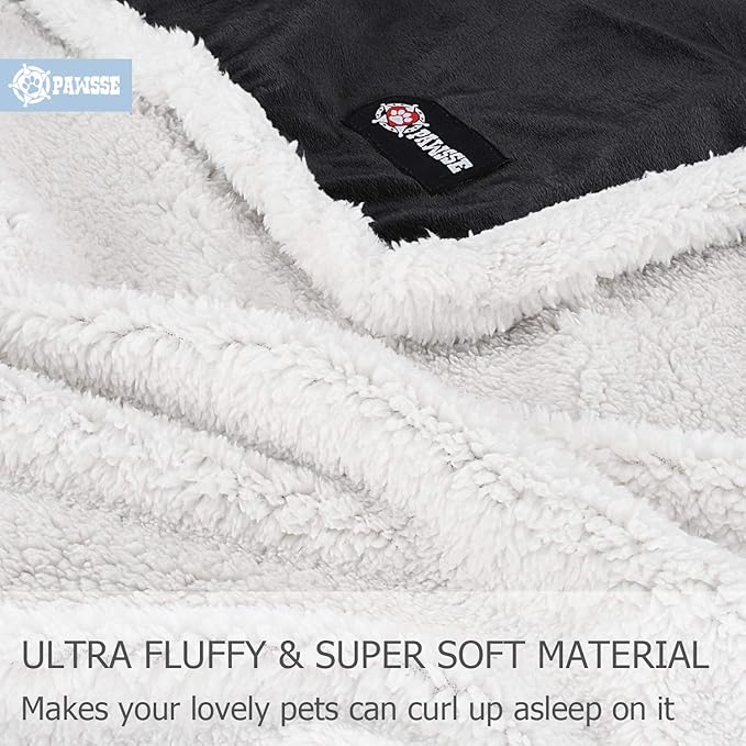 Kritter Planet Puppy Blanket, Super Soft Sherpa Dog Blankets and Throws Cat Fleece Sleeping Mat for Pet Small Animals 45x30 Black