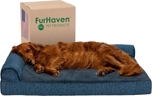 Furhaven Memory Foam Dog Bed for Large Dogs w/ Removable Bolsters & Washable Cover 95 lbs