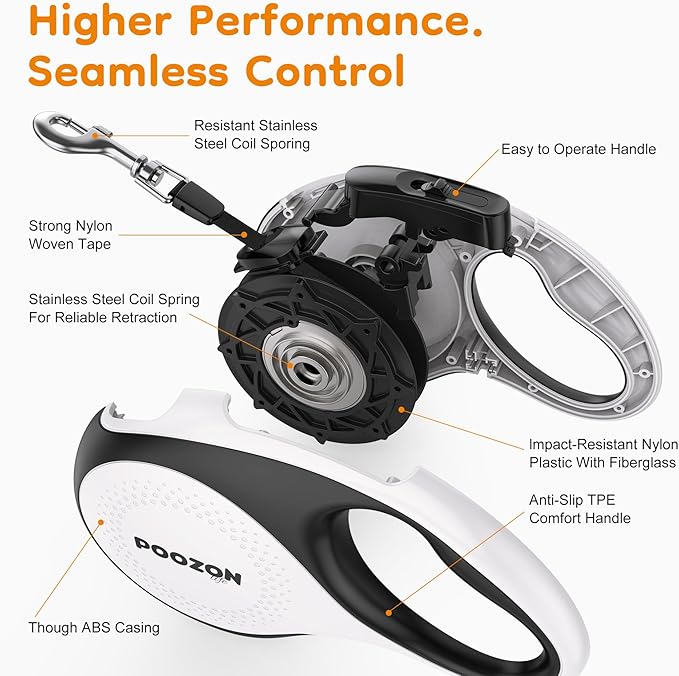 Retractable Dog Leash 360° Tangle 10/16 ft 33 lbs