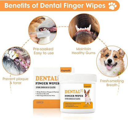 Teeth Cleaning Finger Wipes Cats,50 Ct,Unscented