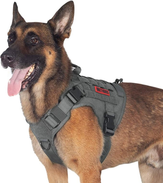 OneTigris Tactical Dog Training Vest No Pull Harness for Dogs,Adjustable Dog Hiking Harness Working Vest(Grey, Large)