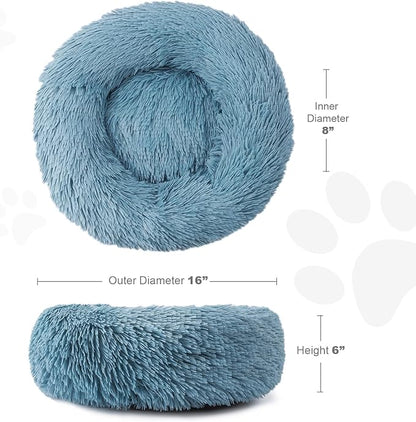 Aurako Cat Bed Dog Bed Round Cushion Pet 16" Cyan