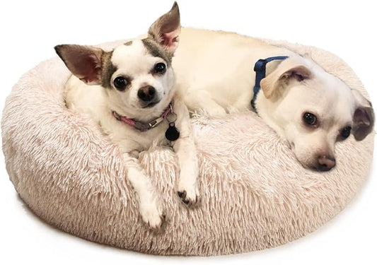 Small Dog Bed Calming Dogs Bed for Small Medium Large Dogs Anti-Anxiety Puppy Bed Machine Washable Warming Cozy Soft Pet Round Bed Fits up to 10-100 lbs (Medium (Pack of 1)