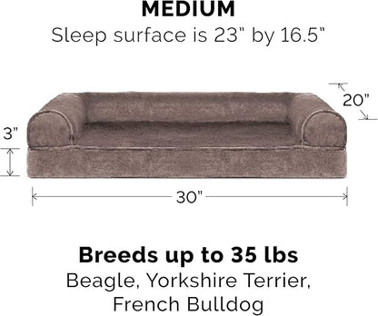Furhaven Memory Foam Dog Bed for Medium/Small Dogs w/ Removable Bolsters & Washable Cover 35 lbs