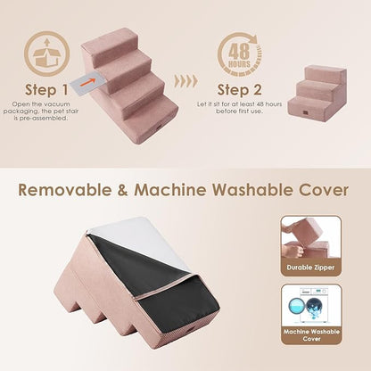 EHEYCIGA Dog Stairs for Small Dogs 13.5" H 3-Step Dog